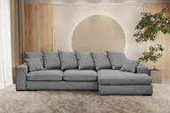 Narożniki - Sofa w kształcie L GABON narożnik z funkcją spania Riviera szary prawy - miniaturka - grafika 1