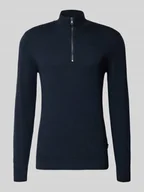 Swetry męskie - Bluza z kołnierzem z mieszanki bawełny z efektem dzianiny - miniaturka - grafika 1