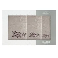 Ręczniki - KOMPLET TRZECH RĘCZNIKÓW BEŻOWY EUROFIRANY - miniaturka - grafika 1