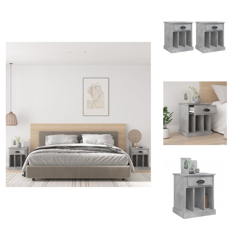 vidaXL Szafki nocne 2 szt. Beton szary 43x36x50 cm - Stoliki nocne