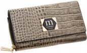 Portfele - Monnari Portfel Damski Lakier Skórzany Elegancki Duży Pojemny Wzór Łuski - miniaturka - grafika 1