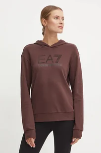 EA7 Emporio Armani bluza damska kolor brązowy z kapturem z aplikacją TJDOZ.6DTM17 - Bluzy damskie - miniaturka - grafika 1
