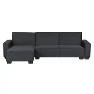 Narożniki - Beliani Sofa narożna prawostronna z funkcją spania grafitowa ROMEDAL - miniaturka - grafika 1