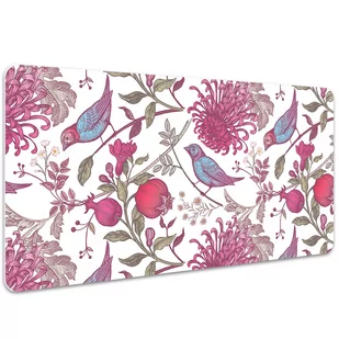 Mata z nadrukiem na biurko Ptaki i kwiaty 100x50 cm, Dywanomat - Podkładki na biurko - miniaturka - grafika 1