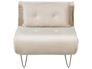 Sofa welurowa rozkładana beżowa VESTFOLD - Sofy i kanapy - miniaturka - grafika 1