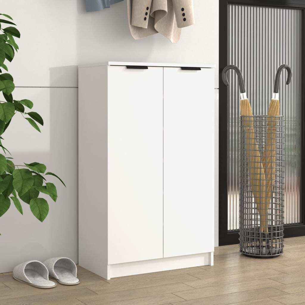 The Living Store Szafka na buty biała 59x35x100 cm Materiał drewnopochodny