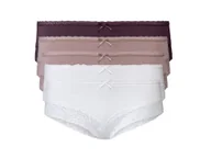 Majtki damskie - esmara® Hipstery damskie z elegancką koronką, 5 par (S (36-38), Czerwony/fioletowy/biały) - miniaturka - grafika 1