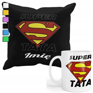 ZESTAW KUBEK + PODUSZKA Z POSZEWKĄ- PREZENT DLA FANA DZIEŃ TATY + IMIĘ - Gadżety dla niej i dla niego - miniaturka - grafika 1
