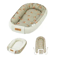 Kokony niemowlęce - Kokon niemowlęcy Flumi dwustronne gniazdko dla dzieci, beżowy + misie - miniaturka - grafika 1
