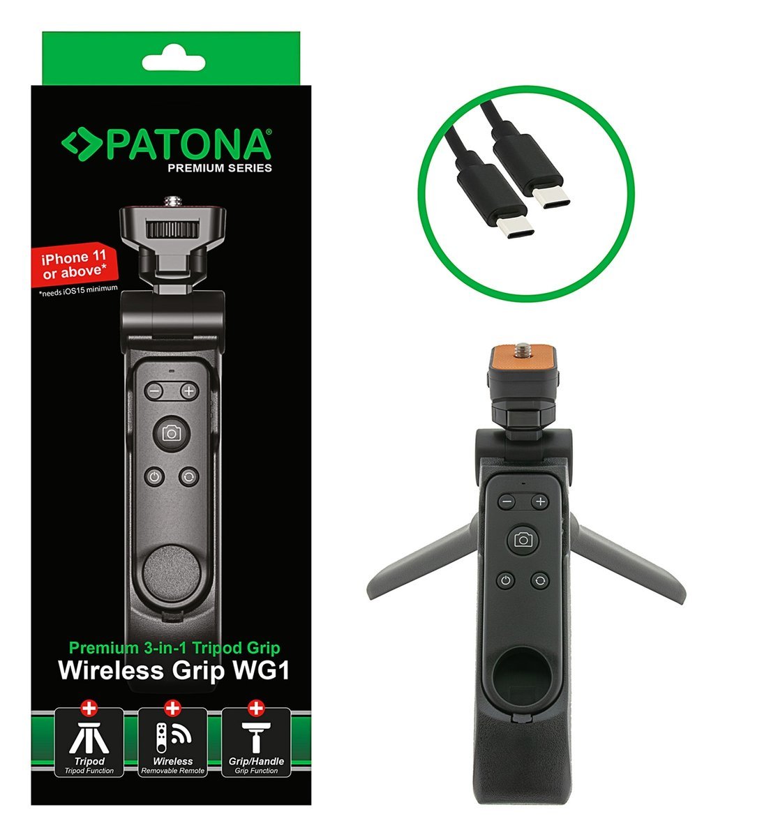 PATONA Premium Vlog Selfie Tripod Wireless Grip WG1 - uchwyt dla vlogerów z pilotem Bluetooth