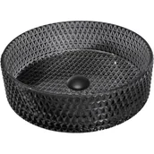 Umywalki - Mexen Aura szklana umywalka nablatowa 39 x 39 cm, czarna - 24013970 - miniaturka - grafika 1