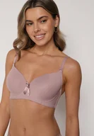 Biustonosze - Jasnofioletowy Gładki Biustonosz Zdobiony Kokardką Ocerien - miniaturka - grafika 1