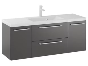Szafka Wisząca Z Umywalką RON 120 cm D - Titan Mat - Uchwyty Białe Matowe - Szafki łazienkowe - miniaturka - grafika 1