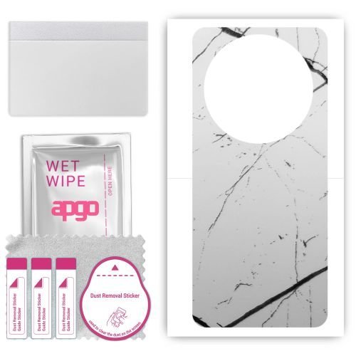 folia naklejka skórka strukturalna na TYŁ do ZTE Axon 60 Ultra - Marmur Biały - apgo SKINS