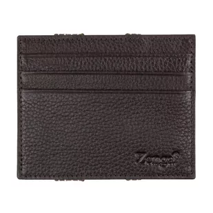Etui skórzane w kolorze ciemnobrązowym card holder EM 27 - EM Men's Accessories - Portfele - miniaturka - grafika 1