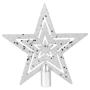 Szpic choinkowy gwiazda srebrna błyszczący czubek na choinkę 20cm - Bombki - miniaturka - grafika 1