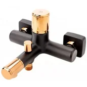 Baterie wannowe i prysznicowe - FDesign Ardesia bateria wannowo-prysznicowa ścienna różowe złoto/czarna FD1-ARD-1-25 - miniaturka - grafika 1