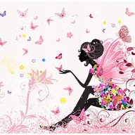 Fototapety - Fototapeta Dla Dzieci Dziewczynki Wróżka Motyle 350x250 cm Tapeta Do Pokoju Dziecięcego Na Flizelinie - miniaturka - grafika 1