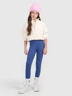 Spodnie i spodenki dla dziewczynek - 4F Legginsy dzianinowe dziewczęce - granatowe 134 (8-9 lat) - miniaturka - grafika 1