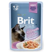 Mokra karma dla kotów - Brit Premium Kot Premium with Salmon Fillets for Sterilised Cats 85g - miniaturka - grafika 1