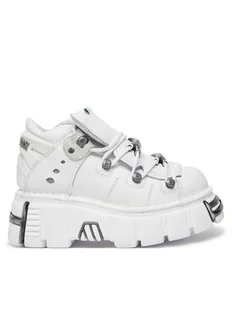 NEW ROCK Glany M-106N-S18 Biały - Glany damskie - miniaturka - grafika 1