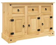 Komody - Sosnowa długa komoda z szufladami i półkami miodowy brąz N8-H90 - miniaturka - grafika 1