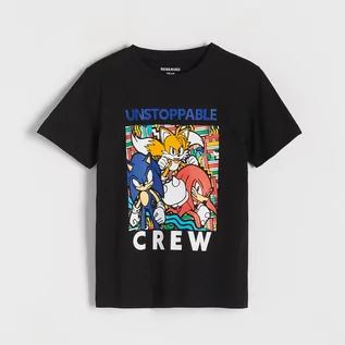 Koszulki dla chłopców - Reserved - T-shirt oversize Sonic - Czarny - grafika 1