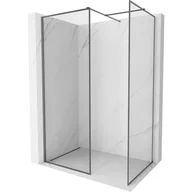 Ścianki i drzwi prysznicowe - Mexen Kioto-F ścianka prysznicowa Walk-in z ramką 140 x 100 cm, transparent 8 mm, gun metal - 800-140-202-04-95-100 - miniaturka - grafika 1