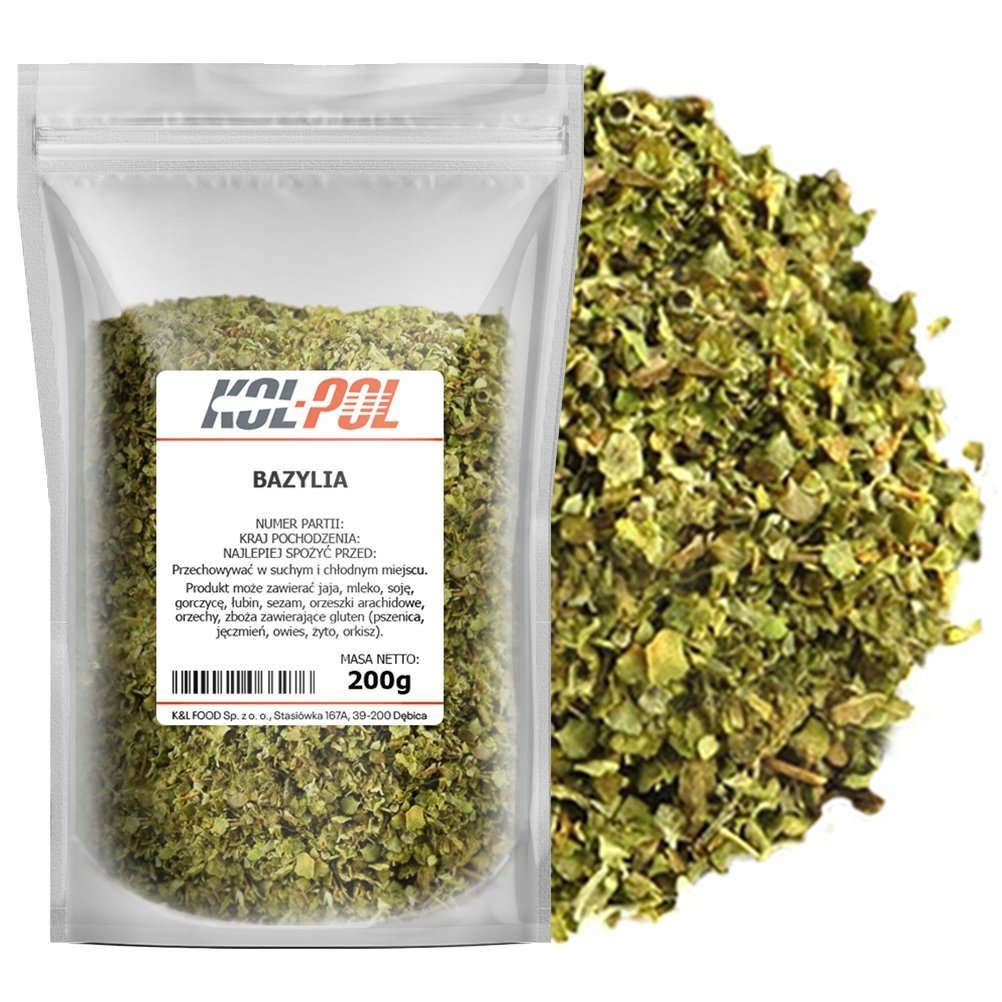 BAZYLIA 200g Suszona naturalna przyprawa aromatyczna wysoka jakość Kol-Pol