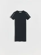 Sukienki i spódniczki dla dziewczynek - Reserved - Bawełniana sukienka w prążek - czarny - miniaturka - grafika 1