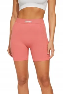 GUESS RÓŻOWE LEGGINSY KRÓTKIE Z AŻUROWYM WZOREM I WYSOKIM STANEM XS/S GMA - Legginsy - miniaturka - grafika 1