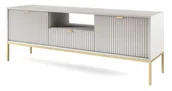Szafki RTV - Szafka Rtv Vellore 154 cm szara ze złotym stelażem - miniaturka - grafika 1
