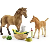 Figurki dla dzieci - Schleich Zestaw Pielęgnacyjny Quarter koń + źrebię 42432 - miniaturka - grafika 1