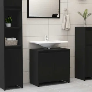 Szafka łazienkowa czarna 60x33x61 cm materiał drewnopochodny - Szafki łazienkowe - miniaturka - grafika 1