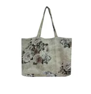 Torby i wózki na zakupy - Duża torba lniana w kwiaty, shopper, torebka - miniaturka - grafika 1
