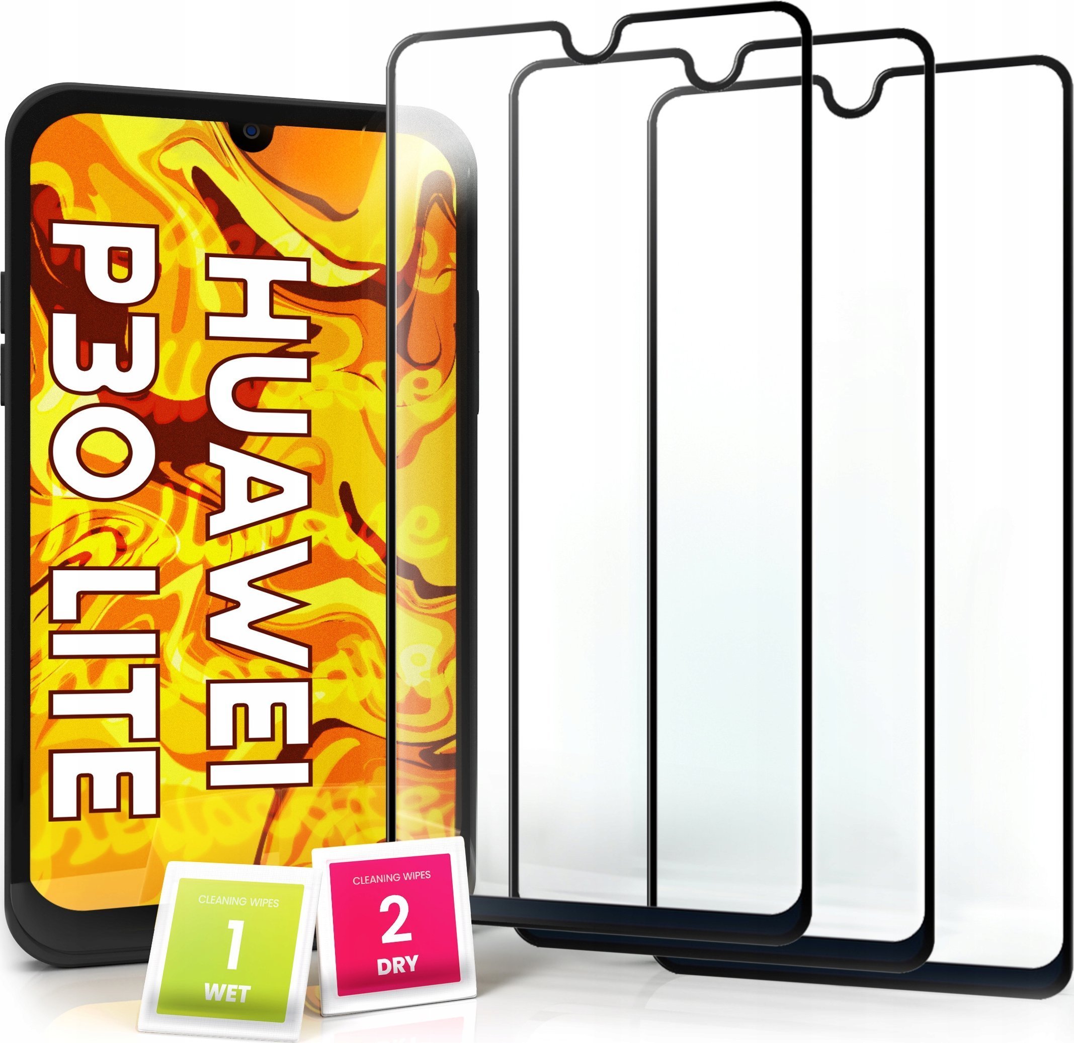 Hello Case 3-pak SZKŁO HARTOWANE DO Huawei P30 Lite na cały ekran 9H ochronne 5D