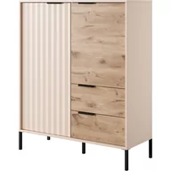 Komody - Komoda Wysoka 2D2S Rave Laski Meble Czarny Mat / Dąb Artisan - miniaturka - grafika 1