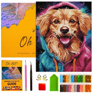 Haft Diamentowy z Ramą Pies Zestaw Diamond Painting Obraz 30x40 cm Oh Art! - Zabawki kreatywne - miniaturka - grafika 1