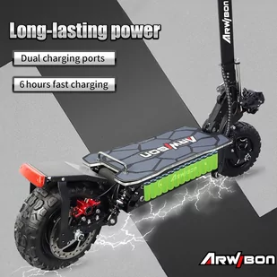 ARWIBON Q06 Pro Electric Scooter 11 inch Off-road Tire 60V 2800W Dual Motor 55-75km/h Max Speed 27Ah Battery 50-70kmRang - Hulajnogi elektryczne - miniaturka - grafika 4