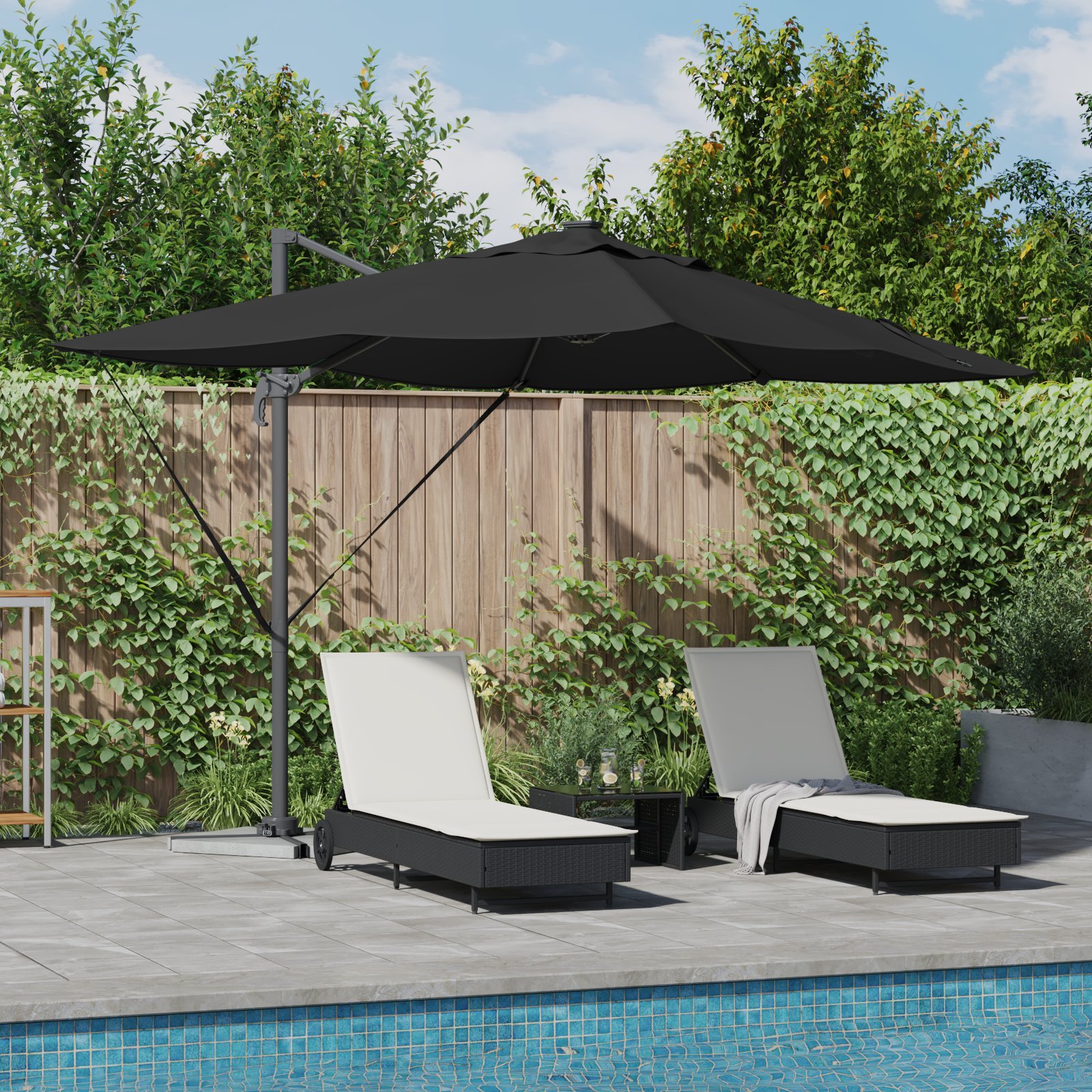 vidaXL Parasol Cantilever Roma z LEDami Czarny 352x251x265 cm Aluminium