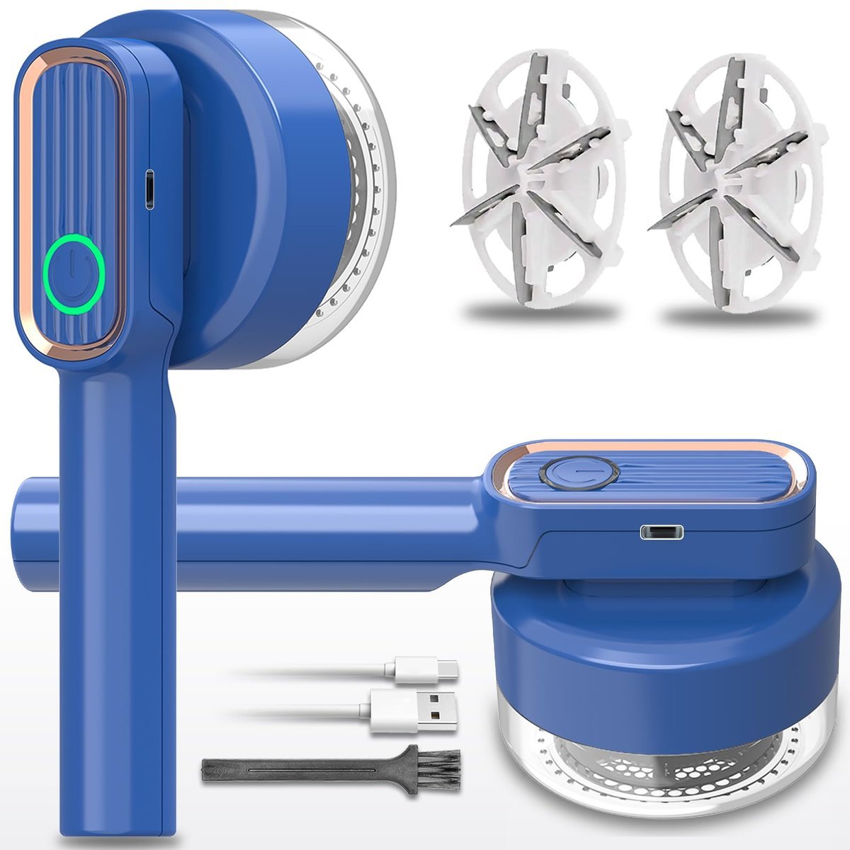 Golarka do Ubrań Urządzenie do Usuwania Kłaczków 6 Ostrzy na USB Niebieska