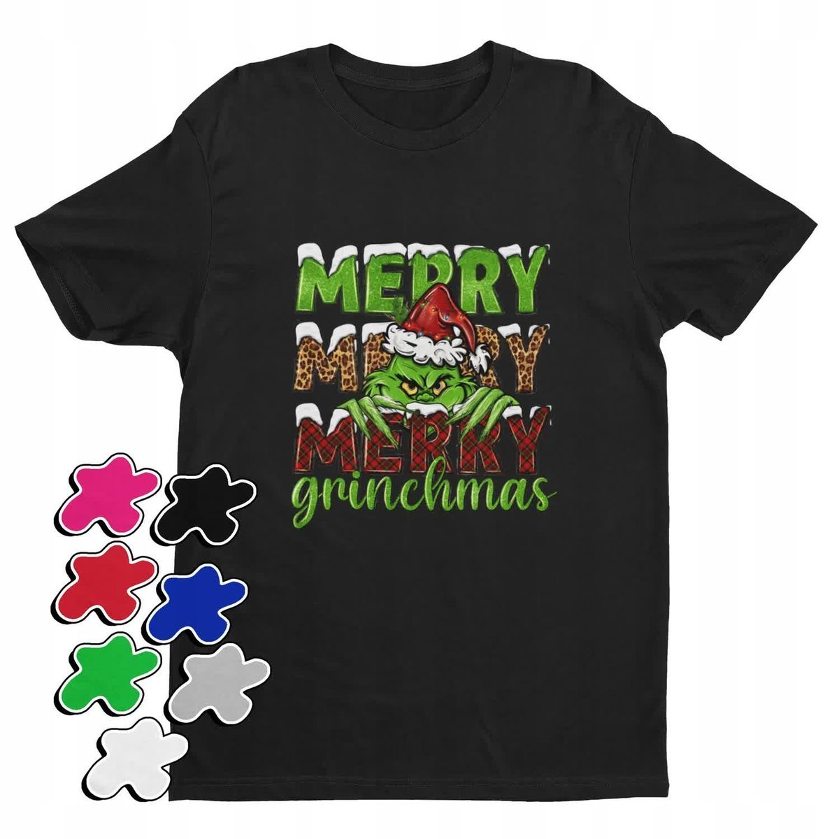 Koszulka T-Shirt Dziecięca Z Nadrukiem Grinch Święta Prezent -M 134-140