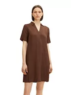 Sukienki - TOM TAILOR Damski lniana sukienka z kołnierzem 1031367, 29521 - Chocolate Brown, 38 - miniaturka - grafika 1