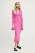Sukienki - Patrizia Pepe sukienka kolor różowy midi dopasowana 8A1491 K078 - miniaturka - grafika 1