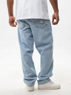 SPODNIE BAGGY JEANSOWE Męskie Sprane Jasne Niebieskie Jigga Wear KORONA XL - Spodnie męskie - miniaturka - grafika 1