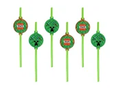 Gadżety dla niej i dla niego - PartyShow Słomki urodzinowe Piksele 6 szt SLP-PIK - miniaturka - grafika 1