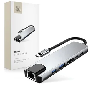Hub TECH-PROTECT HB02 6w1 USB Typu C, Pasywny Szary - Huby USB - miniaturka - grafika 1