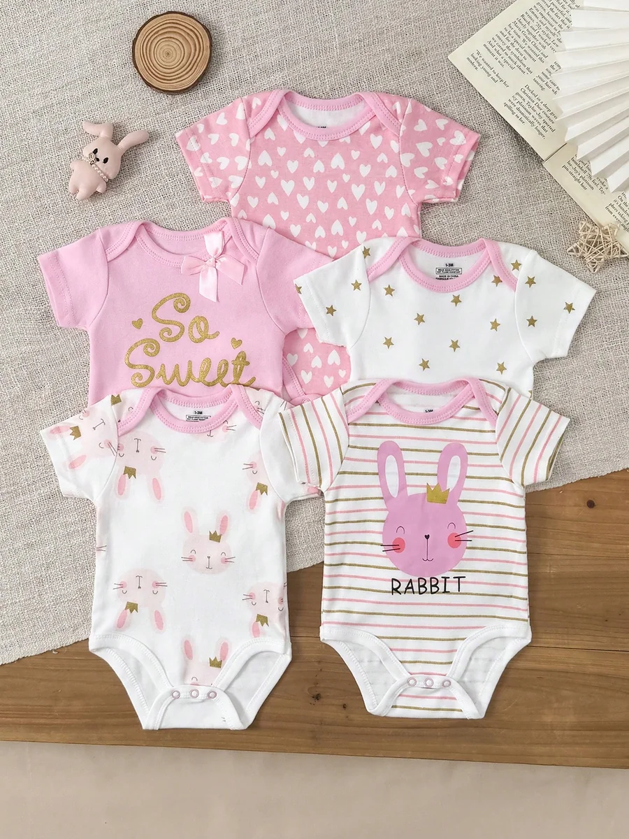SHEIN 3-PAK BODY NIEMOWLĘCE NA LATO Z WZORAMI 56-62cm 11MA