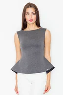 Bluzki damskie - Elegancka BLUZKA damska bez rękawów ROZKLOSZOWANA szara XL - miniaturka - grafika 1