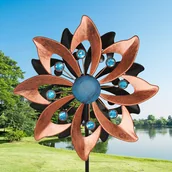 Inne - TEMU Wiatrak ogrodowy z wiatrowskazem, obracający się stopni, dwustronny, metalowy, do dekoracji ogrodu, podwórka i trawnika, prezent. - miniaturka - grafika 1